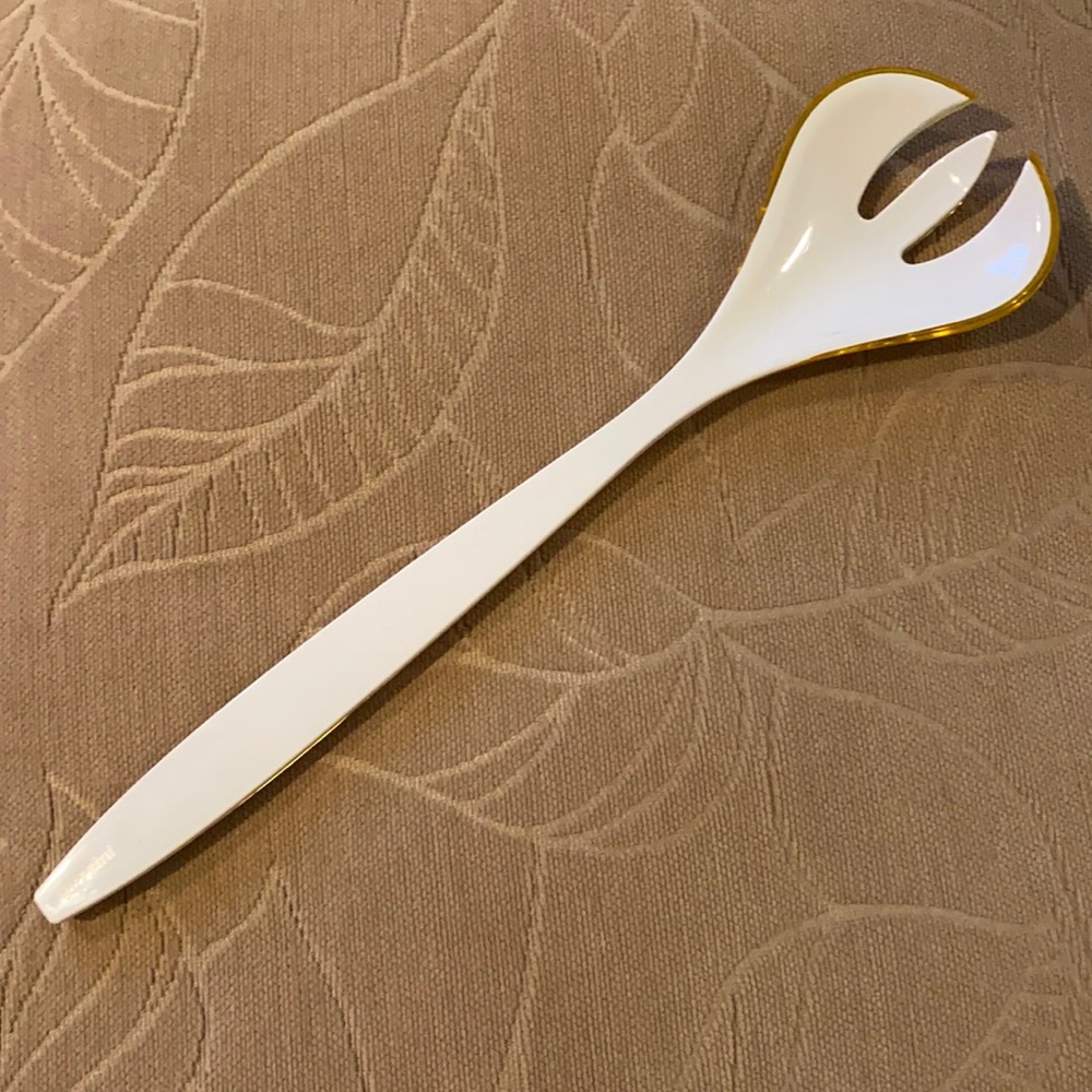 ~Guzzini~ White & Yellow Plastic Salad Serving Fork